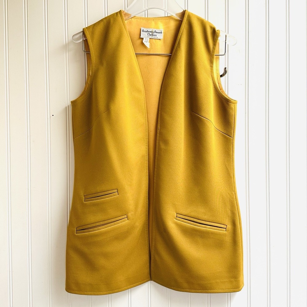 Vintage 70's Academy Award Clothes Los Angeles Vest Gold Unisex Size Medium